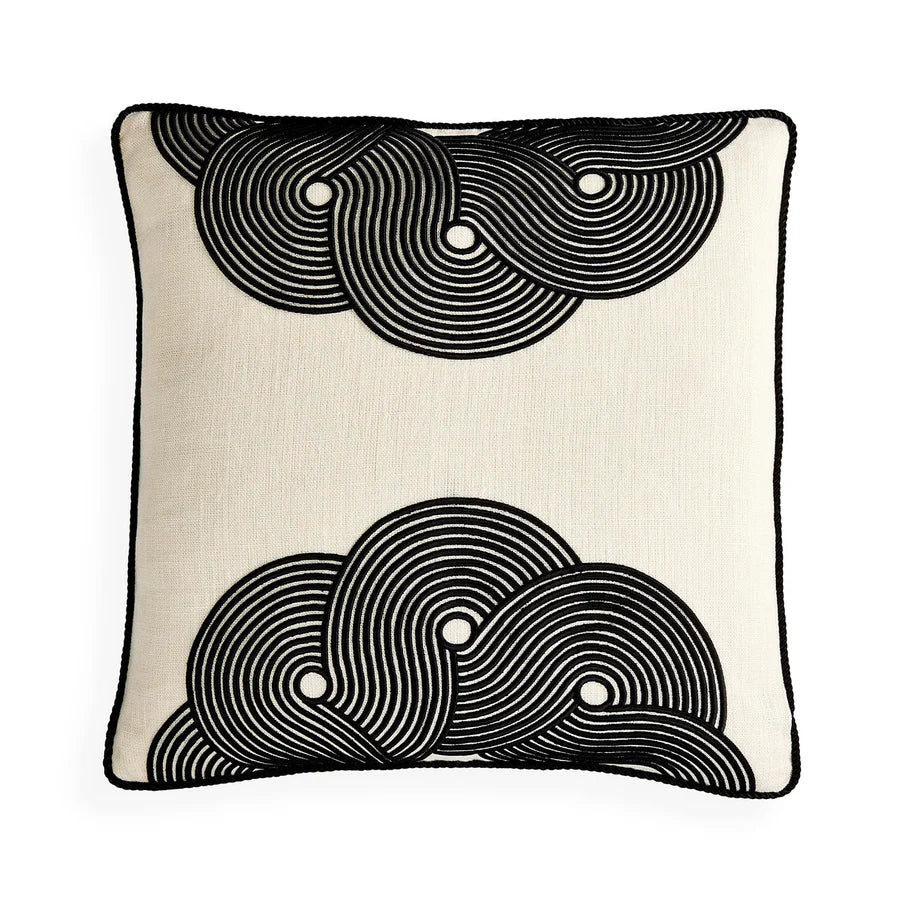 Pompidou B&W Half Circles Pillow – Black Rooster Decor
