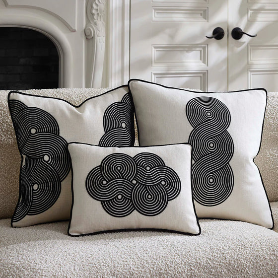 Pompidou B&W Loops Circles Pillow