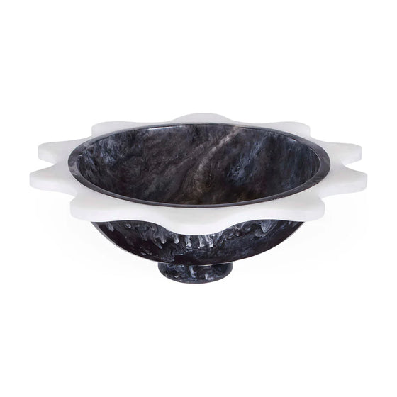 Mustique Black & White Ripple Bowl