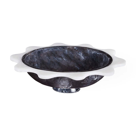 Mustique Black & White Ripple Bowl