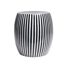  B&W Striped Side Table - Black Rooster Decor