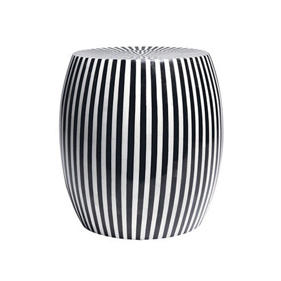 B&W Striped Side Table - Black Rooster Decor