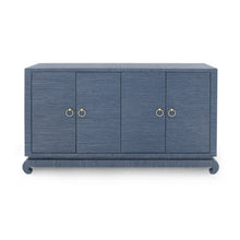  Lacquered Navy Grasscloth Cabinet