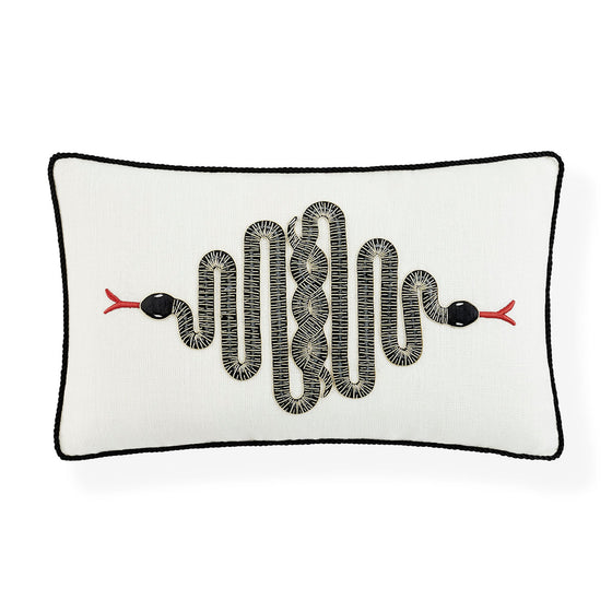 Snake Embroidered Pillow